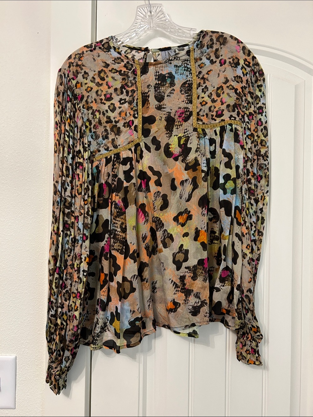 Anthropologie Multicolor Animal Print Blouse - Beige, Black, Pink, Orange, Blue